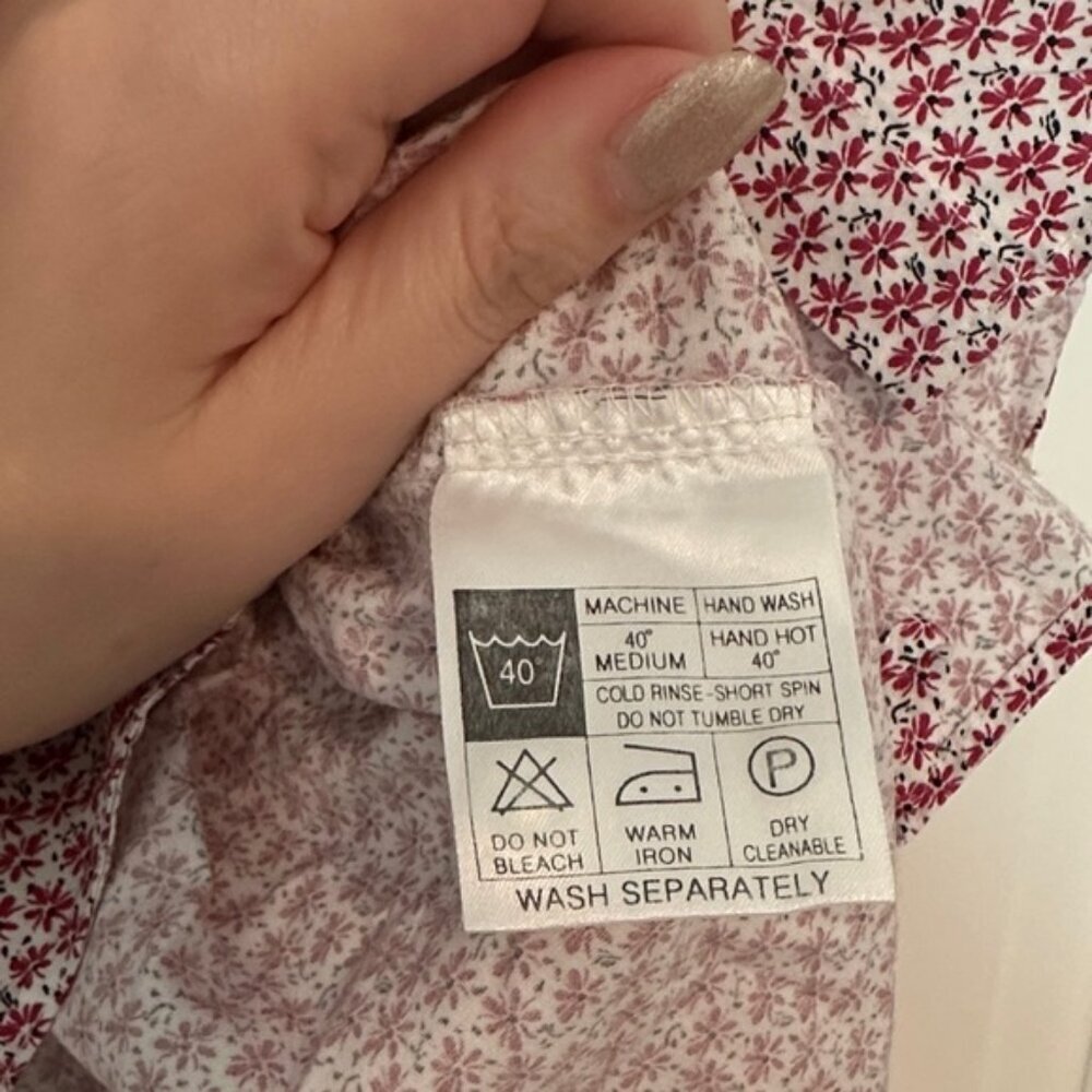 Vintage Y2K Ben Sherman Red and White Floral Geometric Men's Button Up Shirt 2XL - Picture 5 of 6